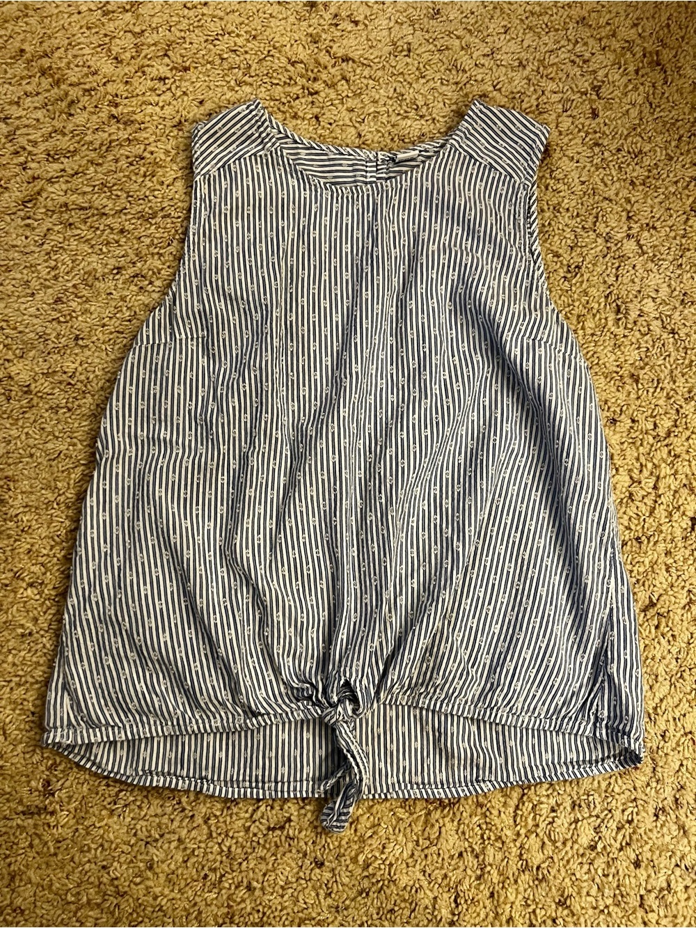 Old Navy Blue and White Striped Tie-Front Tank Top